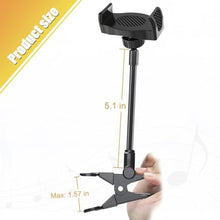 Load image into Gallery viewer, Khazylorr Guitar Phone Holder, Flexible Gooseneck Phone Mount Desk Mount Clip, 360 Rotation Phone Holder Clamp for Guitars Bass Ukulele, Compatible with iPhone Samsung All Smartphones