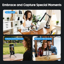 Load image into Gallery viewer, CAMOLO GEEK Magnetic Phone Tripod Stand Selfie Stick, MG-04 Foldable Lightweight Portable Travel Mount Holder, Compatible with MagSafe for iPhone 17 16 15 14 13 12 (No Card Slot)