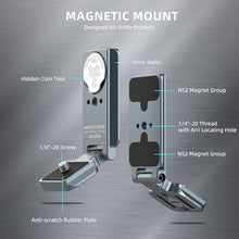 Load image into Gallery viewer, Magnetic Mount Stand for DJI Osmo Pocket 3 Insta360 X5 X4 Gopro, MG-OP3 Pocket 3 Adapter Magnet Expansion Phone Holder Bracket with 1/4"-20 Screw & Arca-Swiss