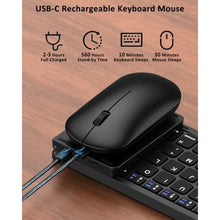 Load image into Gallery viewer, Foldable Keyboard and Mouse, Folding Wireless Keyboard Mouse Combo with Portable Case, Rechargeable 2.4G Wireless+Bluetooth Multi-Device Combo for Windows, iOS, Android, macOS PC/Laptop/Tablet