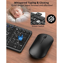Load image into Gallery viewer, Foldable Keyboard and Mouse, Folding Wireless Keyboard Mouse Combo with Portable Case, Rechargeable 2.4G Wireless+Bluetooth Multi-Device Combo for Windows, iOS, Android, macOS PC/Laptop/Tablet