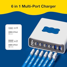 Load image into Gallery viewer, Haribo 240W GaN Charging Station, 6-Port USB-C & USB-A Charger, PD 3.1 (140W) & QC 5.0, Compatible with MacBook, iPhone, Galaxy, Pixel, iPad, Tablets