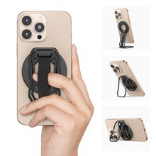 Load image into Gallery viewer, 4-in-1 Magnetic Phone Grip Mount Stand & Magnet Fidget Combo with Finger Loop, Phone Ring Holder, Strap, Kickstand for MagSafe - Compatible with iPhone 17 16 15 14 13 12, Stress Relief Accessory