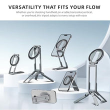 Load image into Gallery viewer, Ultra-Thin Aluminum Magnetic Phone Tripod Holder Mount Stand, MG-06 Air Mini Pocket Cell Phone Stand, Compatible with MagSafe for iPhone 17 16 15 14 13 12, Silver