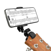 Load image into Gallery viewer, Khazylorr Guitar Phone Holder Mount, Universal Phone Holder for Guitar Bass Ukulele, 360 Ballhead Magic Arm Super Clamp Guitar Camera Clamp Mount Clip for iPhone Samsung All Smartphones