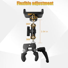 Load image into Gallery viewer, Khazylorr Guitar Phone Holder Mount, Universal Phone Holder for Guitar Bass Ukulele, 360 Ballhead Magic Arm Super Clamp Guitar Camera Clamp Mount Clip for iPhone Samsung All Smartphones