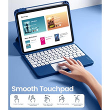Load image into Gallery viewer, Harvopu for iPad 10th/11th Generation A16 Case with Keyboard, 360 Rotation Detachable Cover with Pencil Holder, Multi-Touch Trackpad, 7 Colors Backlit Keyboard for iPad (A16)/10th Gen (Navy Blue)