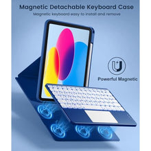 Load image into Gallery viewer, Harvopu for iPad 10th/11th Generation A16 Case with Keyboard, 360 Rotation Detachable Cover with Pencil Holder, Multi-Touch Trackpad, 7 Colors Backlit Keyboard for iPad (A16)/10th Gen (Navy Blue)