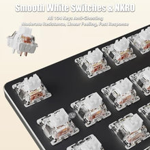 Load image into Gallery viewer, TISHLED Typewriter Style Mechanical Gaming Keyboard White LED Backlit 104-Key NKRO White Switches Retro Round Keycaps Golden Ring Volume Knob Metal Panel Wired USB-C Detachable Cable, Black