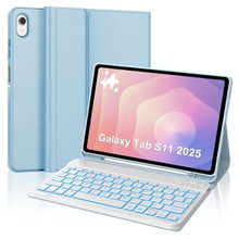 Load image into Gallery viewer, Keyboard Case for Samsung Galaxy Tab S11 11inch 2025, Detachable Backlit Keyboard for Galaxy Tablet S11 Cover with Pen Holder, 7-Color Backlight Keypad Case for Samsung Tab 11'' SM-X730/X736B, Blue