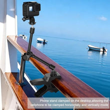 Load image into Gallery viewer, Phone Holder Jaw Flex Clamp Clip Mount,360Adjustable Aluminium Alloy Arm Mount,Cellphone Clip Stand for Desk/Table/Post/Board,Compatible with 3.5~7.5" iPhone/HTC/LG/Huawei/Galaxy/Gopro Hero