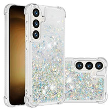 Load image into Gallery viewer, COTDINFOR Phone Case for Samsung Galaxy S26 Case Glitter Bling Liquid Cute Floating Quicksand Shockproof Protective Bumper Durable Soft TPU Clear Cover for Samsung Galaxy S26 Love Sliver YB