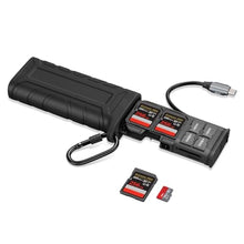 Load image into Gallery viewer, 2-in-1 High-Speed SD Card Reader Adapter, USB 3.2, UHS-, Type-C, SD 4.0/Micro SD/TF/Nano Card Reader & Holder Case for Cameras, Smartphones, Drones, Action Cameras