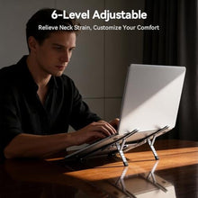 Load image into Gallery viewer, ICE COOREL Portable Laptop Stand, Foldable Laptop Riser for Desk, 6-Level Adjustable Ergonomic Computer Stand, Premium Aluminum Alloy Notebook Holder Compatible with 10-17 Inch Laptops & Tablets