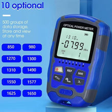 Load image into Gallery viewer, A-M50 Fiber Optic Cable Tester Portable -50~+26dbm Optical Power Meter Integrated Machine 30 FC/SC/ST Universal Interface Fiber Tester (OPM&RJ45) with LC Adapter, Blue_1186