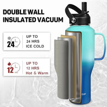 Load image into Gallery viewer, ABOTOCUP Water Bottle 40oz, Insulated Water Bottle with Handle & Straw Lids, Stainless Steel Water Bottle Fits in Any Car Cup Holder, Travel Cup Double Wall BPA-Free Leak-proof to Keep Cold &Hot, GreenBlueGradientwithhandle_6559