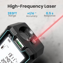 Load image into Gallery viewer, ACEGMET Laser Measure, 393ft/120m Laser Measurement Tool, Laser Measuring Tool with 2 Bubble Levels, LCD Backlit Display, IP54 Waterproof, Pythagorean Mode for Distance, Area, Volume_2300