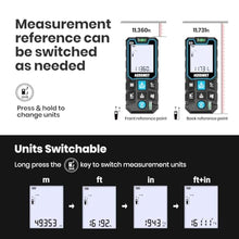 Load image into Gallery viewer, ACEGMET Laser Measure, 393ft/120m Laser Measurement Tool, Laser Measuring Tool with 2 Bubble Levels, LCD Backlit Display, IP54 Waterproof, Pythagorean Mode for Distance, Area, Volume_2301