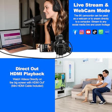 Load image into Gallery viewer, Acuvar 4K/6K Camcorder Video Camera 64MP 60FPS Vlogging Camera for YouTube, WiFi, LED Light, Mic, 64GB SD Card Live Stream Webcam_2016