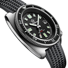 Load image into Gallery viewer, ADDIESDIVE Automatic Dive Watch for Men with Waffle Soft Rubber Diving Band Black Dial Waterproof 200 M, blackwithwafflestrap_8259