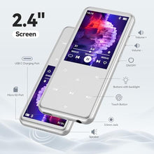 Load image into Gallery viewer, AGPTEK 64GB MP3 Player with Bluetooth, M3 2.4'' Player with Speaker, Silver_499