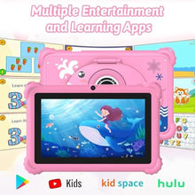 Load image into Gallery viewer, Aheadthink 7-inch Kids Tablet for Toddlers, Android 12, 4GB RAM, 32GB ROM, WiFi, Bluetooth, Safe Eye Protection IPS Screen, Parental Controls, Dual Camera, Transparent Case for Education & Gaming, Pink_752