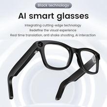 Load image into Gallery viewer, AI Smart Glasses with Bluetooth 8MP Camera Glasses & Music & Call Features, Voice Control, for Remote Video Recording, Anti-Blue Light & UV Protection, for Men Women (Black)_1887