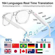 Load image into Gallery viewer, AI Smart Glasses with Chat GPT for Women and Men, Bluetooth Translation Glasses with 164 Languages, Open Ear Audio with Mic & Speakers, Hands-Free Calls, UV Protection & Anti-Blue Light, White_297
