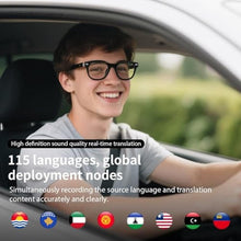 Load image into Gallery viewer, AI Translation Smart Glasses for Women Men, Blue Light Lenses Glasses, Bluetooth Audio Glasses with Speakers, Real-Time Translation(160+ Languages), AI Music Eyeglasses for Business/Travel/Study-Clear, BlackMZ_1725