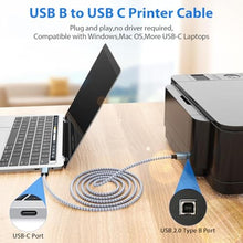 Load image into Gallery viewer, AIAUXAI 10FT USB B to USB C Printer Cable for HP/Canon Connect to Computer, Gery_1968