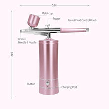 Load image into Gallery viewer, Airbrush Kit Air Brush Kit With Air Compressor Nail Charms Wireless Air Brush for Barber, Nail Art,Makeup, Model Painting (Pink)_1309