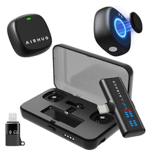 Load image into Gallery viewer, AIRHUG Wireless Lavalier Microphone for iPhone/Android/PC, 60H Battery, 48KHz 24Bit, Plug-Play Lightning/USB-C, 3 Recording Modes, AI Noise Cancellation, Lapel Mic for Vlog, YouTube, Interview, Black_1