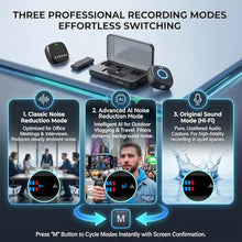 Load image into Gallery viewer, AIRHUG Wireless Lavalier Microphone for iPhone/Android/PC, 60H Battery, 48KHz 24Bit, Plug-Play Lightning/USB-C, 3 Recording Modes, AI Noise Cancellation, Lapel Mic for Vlog, YouTube, Interview, Black_5624