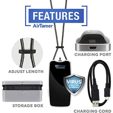 Load image into Gallery viewer, AirTamer A310 Personal Air Purifier Necklace Rechargeable Wearable Air Cleaner for Travel, Office & Everyday Use - Silent, Lightweight, Black with Metal Case, BlackwithMetalCase_8304