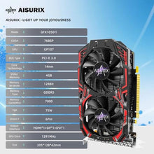 Load image into Gallery viewer, AISURIX GTX 1050 Ti 4G Graphics Card, 128 Bit GDDR5 PCI Express 3.0 Graphics Card, DVI VGA HDMI Graphics Card with Twin Freeze Fans Gaming GPU (1050 TI), gold_22