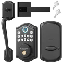 Load image into Gallery viewer, AkaGear DS10 Keyless Entry Door Lock with Handle Set - Fingerprint DeadBolt, Electronic Keypad Deadbolt, Smart Locks for Front Door, Auto-Lock & One Touch Locking, Easy Installation - Matte Black, MatteBlack_1