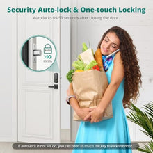 Load image into Gallery viewer, AkaGear DS10 Keyless Entry Door Lock with Handle Set - Fingerprint DeadBolt, Electronic Keypad Deadbolt, Smart Locks for Front Door, Auto-Lock & One Touch Locking, Easy Installation - Matte Black, MatteBlack_5996