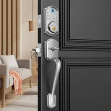 Load image into Gallery viewer, AkaGear DS10 Keyless Entry Door Lock with Handle Set - Fingerprint Door Locks, Electronic Keypad Deadbolt, Smart Locks for Front Door, Auto-Lock & One Touch Locking, Easy Installation - Satin Nickel, SatinNickel_1