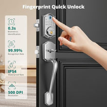 Load image into Gallery viewer, AkaGear DS10 Keyless Entry Door Lock with Handle Set - Fingerprint Door Locks, Electronic Keypad Deadbolt, Smart Locks for Front Door, Auto-Lock & One Touch Locking, Easy Installation - Satin Nickel, SatinNickel_5963