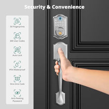 Load image into Gallery viewer, AkaGear DS10 Keyless Entry Door Lock with Handle Set - Fingerprint Door Locks, Electronic Keypad Deadbolt, Smart Locks for Front Door, Auto-Lock & One Touch Locking, Easy Installation - Satin Nickel, SatinNickel_5964