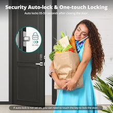 Load image into Gallery viewer, AkaGear DS10 Keyless Entry Door Lock with Handle Set - Fingerprint Door Locks, Electronic Keypad Deadbolt, Smart Locks for Front Door, Auto-Lock & One Touch Locking, Easy Installation - Satin Nickel, SatinNickel_5966