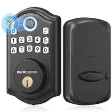 Load image into Gallery viewer, AkaGear Keyless Entry Door Lock with Fingerprint - Door Locks with 2 Keys, Electronic Keypad Deadbolt, Smart Door Locks, Smart Locks for Front Door, Auto-Lock & One Touch Locking - Matte Black, MatteBlack_1