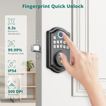 Load image into Gallery viewer, AkaGear Keyless Entry Door Lock with Fingerprint - Door Locks with 2 Keys, Electronic Keypad Deadbolt, Smart Door Locks, Smart Locks for Front Door, Auto-Lock & One Touch Locking - Matte Black, MatteBlack_5378