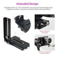 Load image into Gallery viewer, Akeipho L Bracket Vertical Mount Quick Release Plate for DJI Ronin RSC2 / RS2/ RS3 / S, Zhiyun Weebill S Gimbal, DSLR Camera, Tripod, Monopod, Black_7611