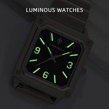 Load image into Gallery viewer, AKNIGHT Watches for Men Quartz Movement Watch, Waterproof Luminous Men's Watch, Stainless Steel Strap Business Watches, Square-Black_2328