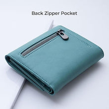 Load image into Gallery viewer, Alldaily Women Faux Leather Trifold Small RFID Blocking Wallet Slim Credit Card Wallet with with Zipper Pocket, Purist Blue, PuristBlue_2233