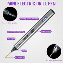 Load image into Gallery viewer, AM ARROWMAX Mini Electric Drill Pen, 13 in 1 with Aluminium case, Rechargeable, 800 RPM, Needle Vise Hand Drill Kit, 10 HSS Bits, DIY, Wood, Jewelry Making (SDS MINI), Black_12