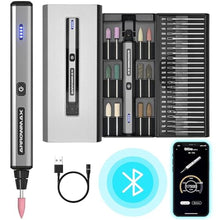 Load image into Gallery viewer, AM ARROWMAX Mini Engraving Pen, Cordless Rotary Tool with 36 Bits, Aluminum Case, Bluetooth, APP, Wireless Magnetic Charge, Engraving Tool for Jewelry, Wood, Glass, Carving (SGS MINI), Grey_1