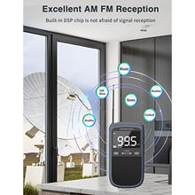 Load image into Gallery viewer, AM FM Walkman Radio:900mAh Rechargeable Portable Transistor Pocket Radio with Best Reception Digital Tuning, LCD Screen,Stereo Earphone Jack, Sleep Timer and Alarm Clock for Jogging,Walking Grey_1445