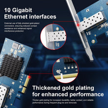 Load image into Gallery viewer, 10Gb PCIe NIC Network Card, Intel 82599EN SFP+, X520-DA1 Compatible